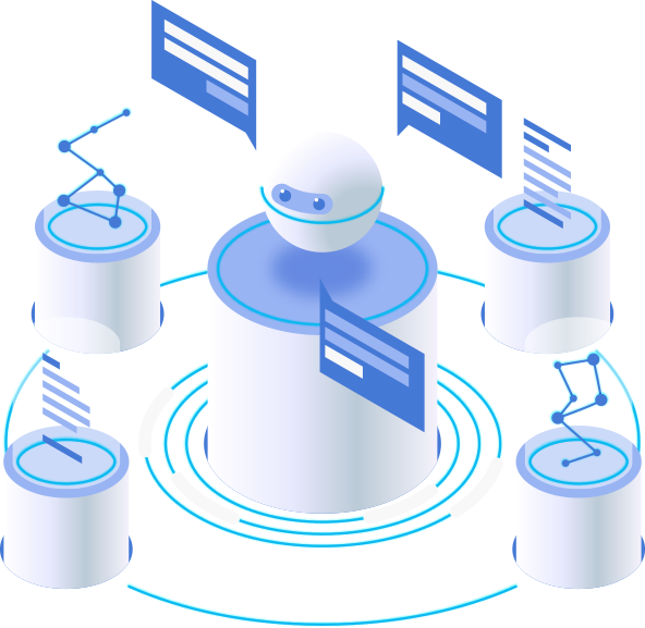 Stylized graphic showing connection between machine learning and communication